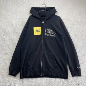 Y2K Analog Black Hoodie Men L Snowboard Full Zip Burton Design Unlikely Futures
